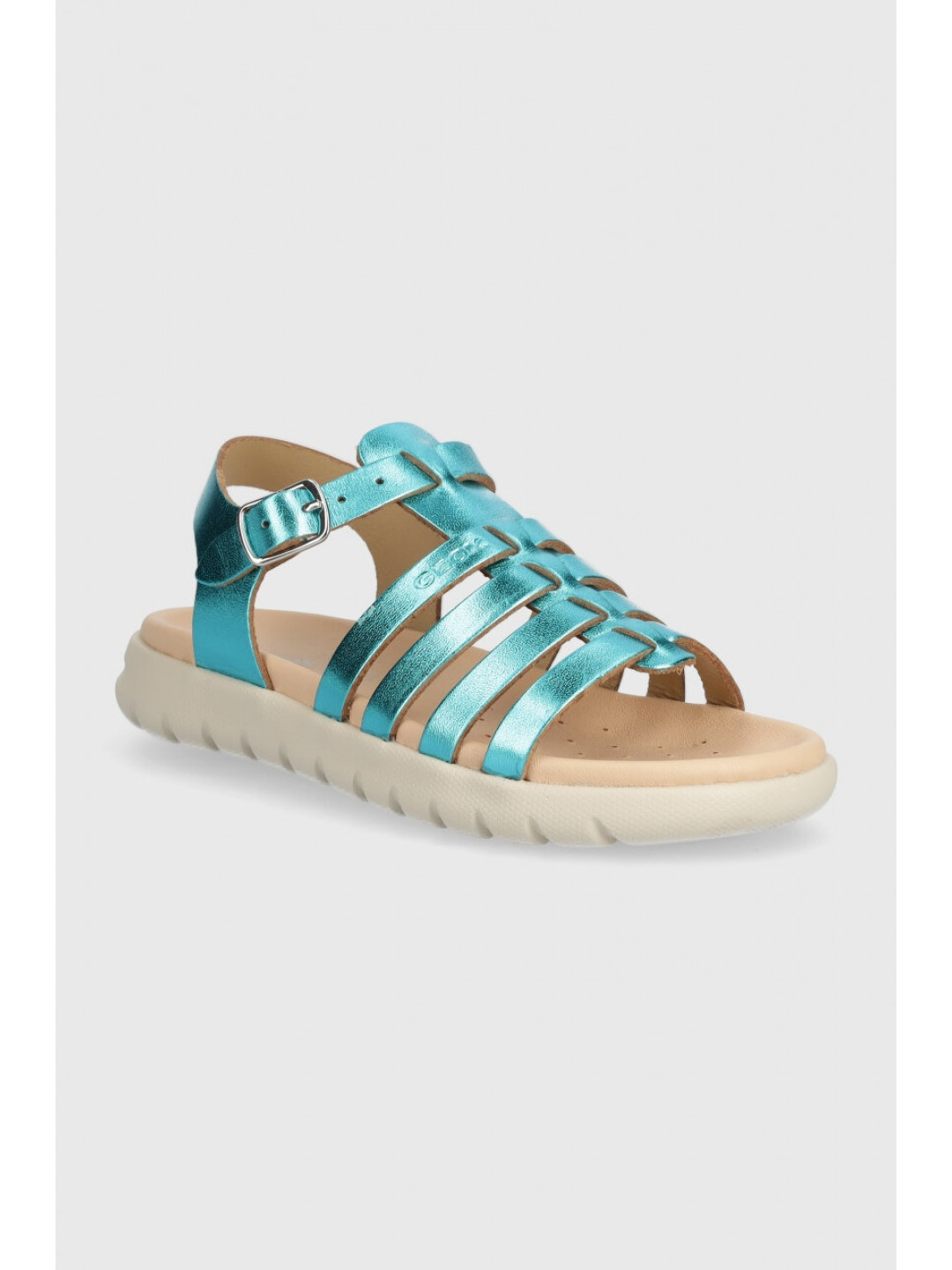 Dětské kožené sandály Geox SANDAL SOLEIMA zelená barva